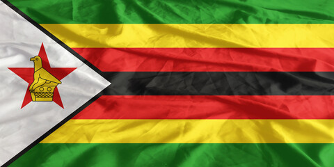 Zimbabwe Flag Waving Close Up