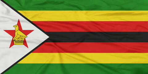 Zimbabwe Flag Waving Close Up