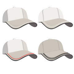 set of four sports caps without background