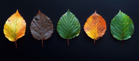 Autumn leaf cycle, dark background
