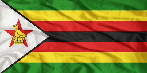 Zimbabwe Flag Waving Close Up