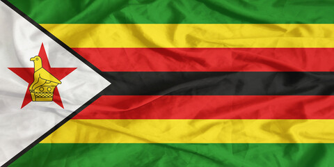 Zimbabwe Flag Waving Close Up