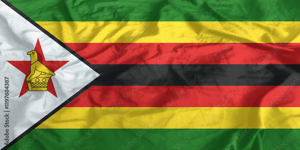 Wall mural Zimbabwe Flag Waving Close Up