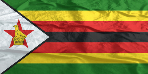 Zimbabwe Flag Waving Close Up