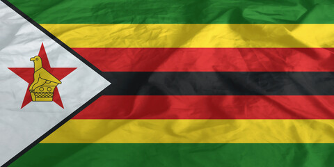 Zimbabwe Flag Waving Close Up
