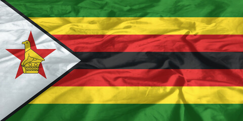 Zimbabwe Flag Waving Close Up