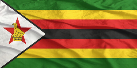 Zimbabwe Flag Waving Close Up