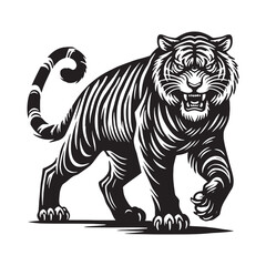 Unique angry tiger silhouette for bold creative projects - Angry tiger illustration - minimallest angry tiger vector
