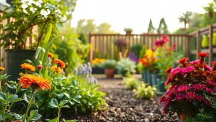 Obraz premium Vibrant Summer Garden Path with Blooming Flowers