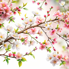 Obraz premium Beautiful Pink White Blossoms Spring Floral Branch Art tree soft bloom image plant fresh sweet vivid