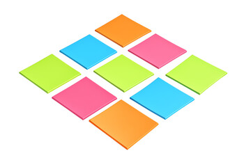 A vibrant arrangement of colorful sticky notes forming a square grid pattern.