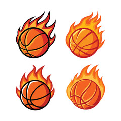set of fire basketball vector, vector and illustration, vector style