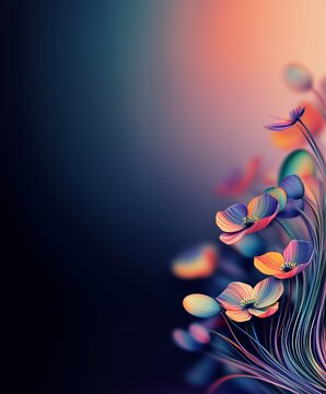 Colorful flowers with vibrant petals against a dark, blurred background.
