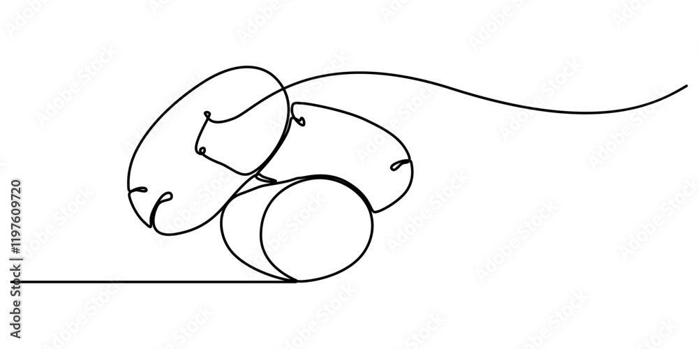 Poster potatoes vector illustration. one continuous line drawing art illustration with lettering organic po