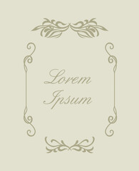 Vintage frame beige. Elegant save the date card , vintage wedding invitation or announcement template, hand drawn. Not AI, Vector illustration