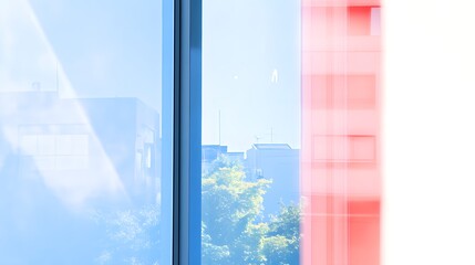 Urban View Through Modern Glass Window Pane
