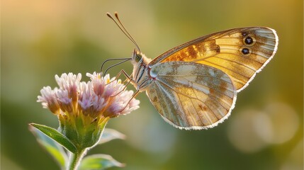 Butterfly on flower with vivid colors and blurred bokeh background