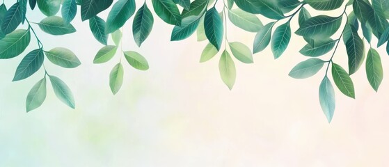 Green leaves with soft blurred background for natural illustration, decoration, and eco-friendly concepts