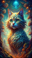 Mystical Cat in an Enchanted Forest 