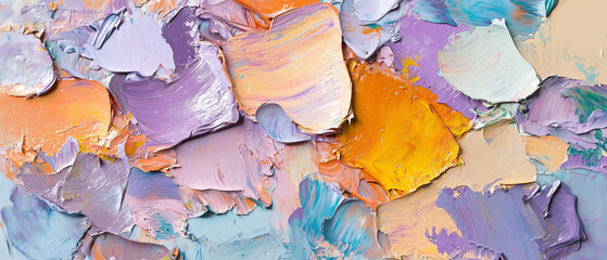 Abstract Palette Knife Painting with Vibrant Pastel Colors