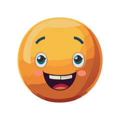 Fototapeta premium Smiling Emoji Face with Cute Expression – Cheerful Cartoon Emoticon Illustration