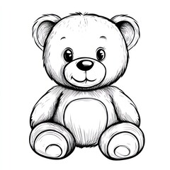 Obraz premium Happy teddy bear sitting, illustration, white background, kids' room decor