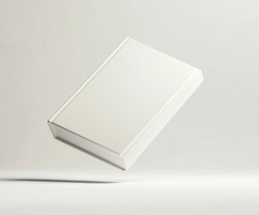 Minimalistic Flying White Book on Neutral Background with Subtle Shadow, mockup