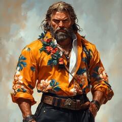 Sun-Kissed Pirate Captain in Hawaiian Shirt