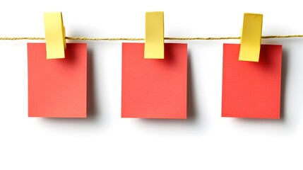 Three Red Notes Hanging On A String