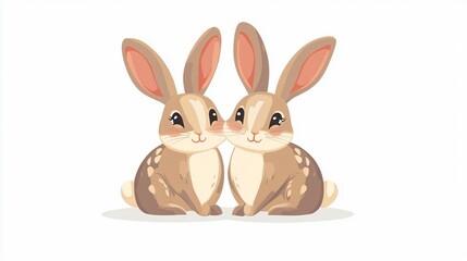 Obraz premium Adorable Rabbit Couple Together in Wide Angle Center View