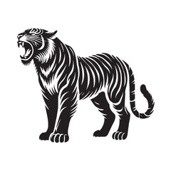 Minimalistic roaring tiger silhouette for contemporary designs - Roaring tiger illustration - minimallest roaring tiger vector

