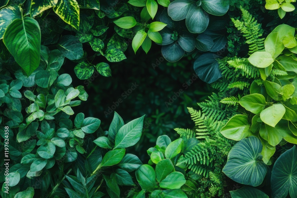 Aufkleber vibrant green foliage creating a natural border with plenty of copy space for text and design elemen
