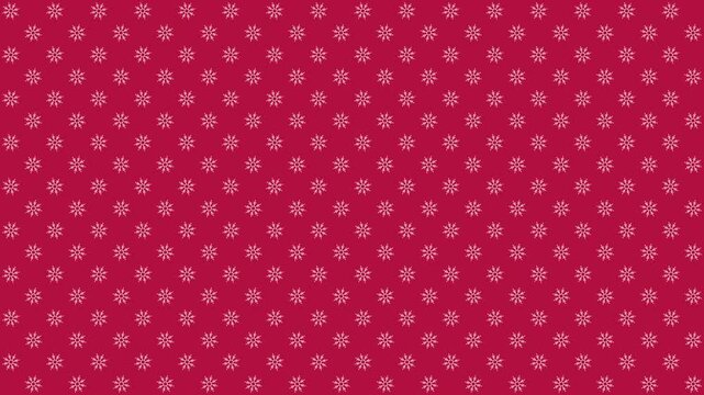 Fondo de color rojo con patrones de copos de nieve rotando . 