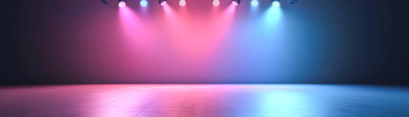 Obraz premium Theatrical lighting setup stage indoor wide angle creative design