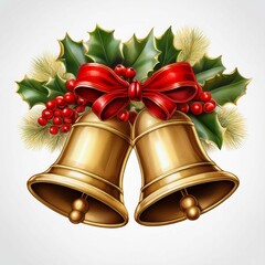 christmas bells with red ribbon