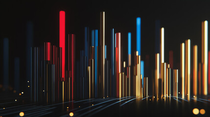 Obraz premium Abstract black background with Colorful charts and graphs with statistics to innovative analyze business potential and forecast future development of companies growth.