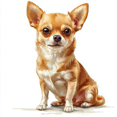 Obraz premium Charming Chihuahua illustration with expressive eyes and fluffy fur
