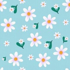 Seamless floral pattern. White Aster flower pattern background design. Perfect for wallpapers, patterns, web page backgrounds, textile.