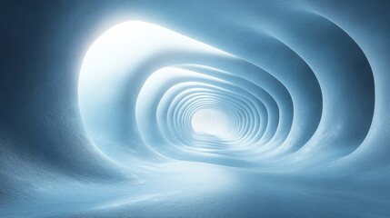 Fototapeta premium A blue tunnel with a light shining through it