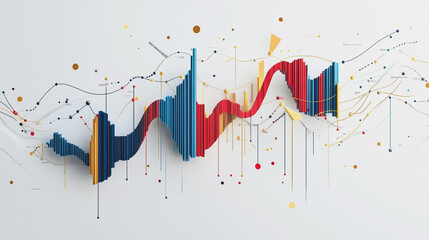 Abstract white background with Colorful charts and graphs with statistics to innovative analyze business potential and forecast future development of companies growth.