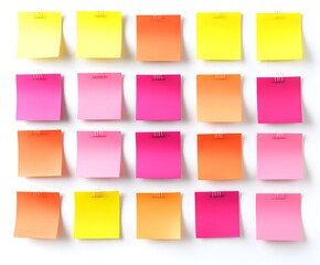 Fototapeta premium Colorful Sticky Notes Arranged on a White Background