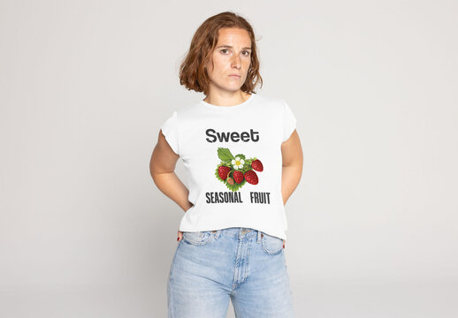 Mockup for Customizable T-Shirt Design Featuring a Model