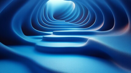 Fototapeta premium A blue and white image of a spiral staircase