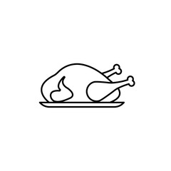 Baked turkey icon in liner stroke style