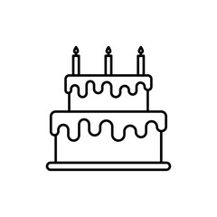 Birthday cake icon in liner stroke style