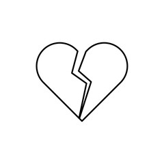 Broken heart icon in liner stroke style