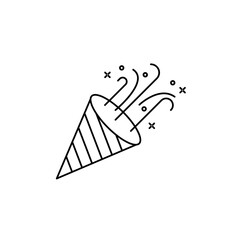 Confetti party popper icon in liner stroke style