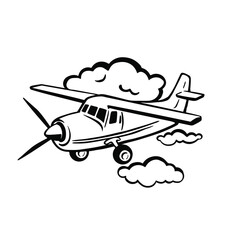 linear monochrome icon small airplane hang glider in the sky vector simple © irina