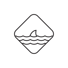 Danger of shark sign in yellow color