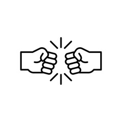 Fist bump icon in liner stroke style